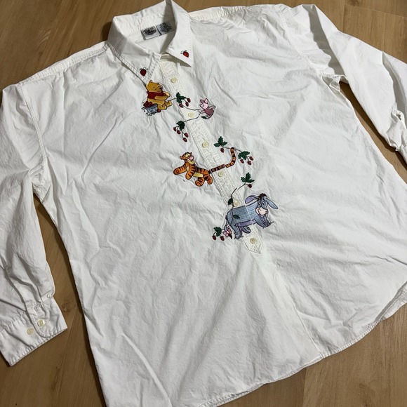 Vintage Disney Catalog Pooh And Friends Woman 3X Button Up White Long Sleeve - Picture 2 of 15